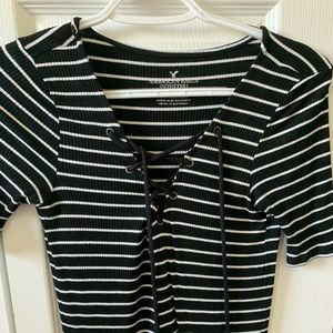 American Eagle Stripped Tie Shirt